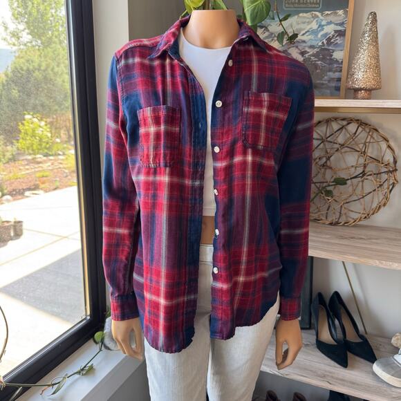 Mossimo Supply Co. Tops - Mossimo Supply Co, Boyfriend Fit Button Up Red/Navy Flannel Shirt, Women’s Small